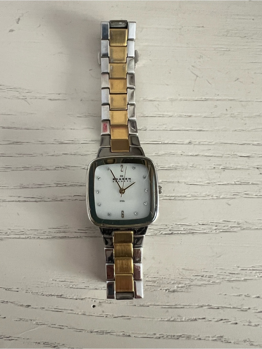 Skagen Two-Tone Square Dial Women's Bracelet Watch in Gold & Silver